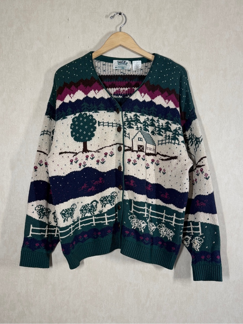 Northern Reflections Womenโs Rustic Farmhouse Cottage Cozy Cardigan Sweater L